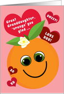 Great Granddaughter Valentine’s Day Funny Smiling Orange Red Hearts card