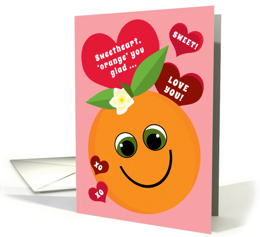 Sweatheart Valentine's Day Funny Smiling Orange Red... (1000523)