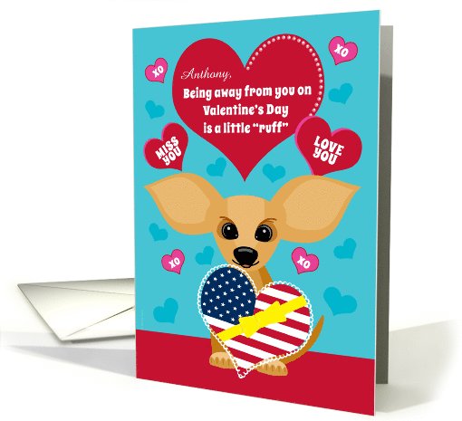 Military Patriotic Valentine's Day Missing You with Dog... (1006429)