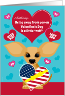 Military Patriotic Valentine’s Day Missing You with Dog Add a Name card