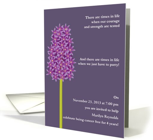 4 Years Cancer Free Wellness Party Invitation Hyacinth... (1014983)