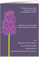 1 Year Cancer Free Wellness Party Invitation Hyacinth Custom Text card