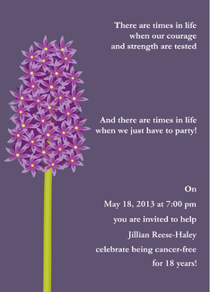 Cancer Free Wellness Party Invitation Hyacinth Add Any Name or Years