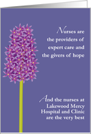 Nurses Day Purple Hyacinth From All of Us Employer Business Custom card