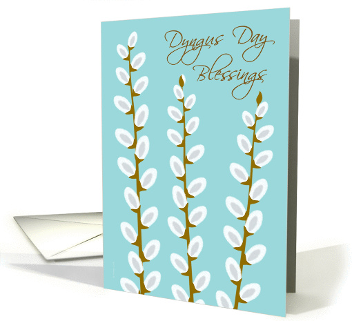 Dyngus Day Blessings Three Pussy Willows on Pale Blue card (1019025)