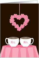 Lesbian First Valentine’s Day as Married Couple Latte Love and Roses card