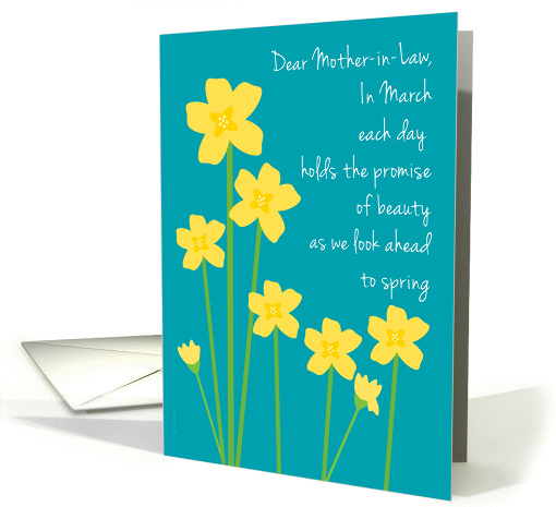 Mother in Law March Birthday Yellow Daffodils on... (1039099)
