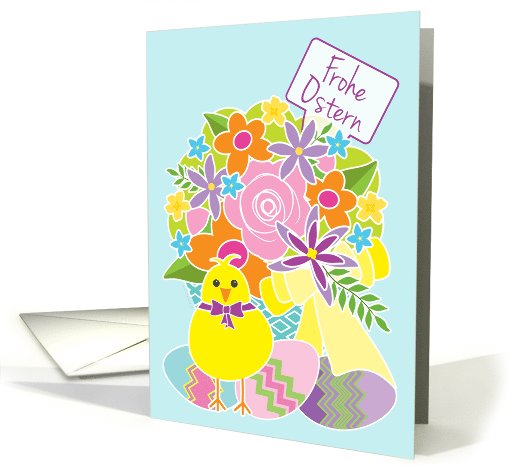 Frohe Ostern Happy Easter in German Cute Yellow Chick... (1046227)