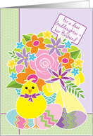 Goddaughter and Husband Happy Easter Cute Yellow Chick Flowers Eggs card