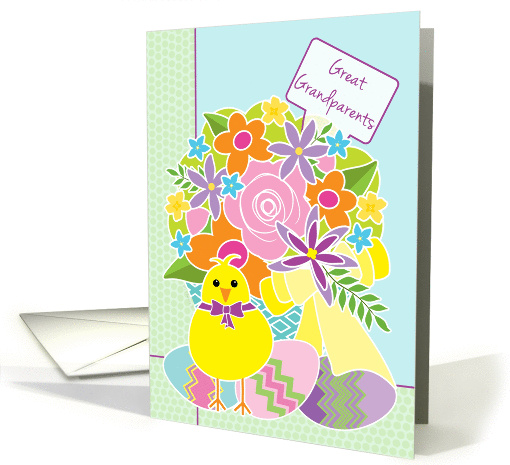 Great Grandparents Happy Easter Cute Yellow Chick Flowers... (1049083)