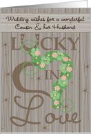 Cousin Husband Wedding Congratulations Lucky Love Painted Barn Look card