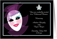 Rehearsal Dinner Invitation New Orleans French Quarter Mardi Gras Mask card