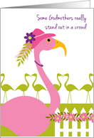 Godmother Mother’s Day Fun Pink Flamingo Wearing a Hat card