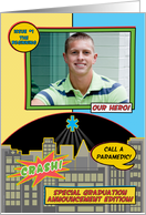 Paramedic EMT Graduation Photo Announcement Fun Comic Book Style card