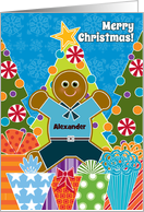 Custom Christmas Gingerbread Boy Personalize for Any Name Alexander card