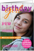 15 Girls Birthday Party Photo Invitations Glossy Magazine Cover Look card