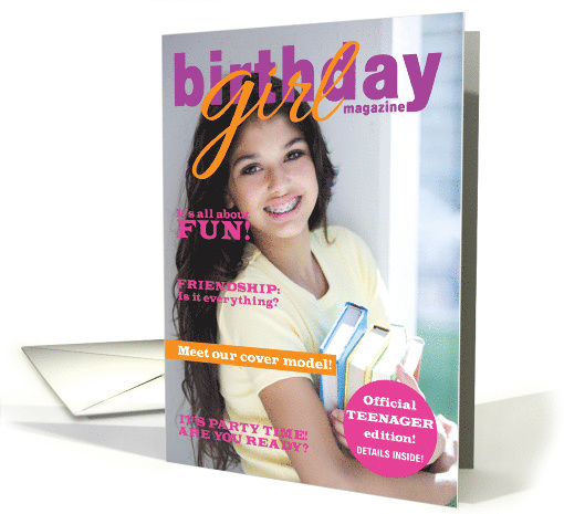 13 Girls Birthday Party Photo Invitations Glossy Magazine... (1058487)