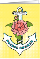 Bridal Shower Invitation Customizable Name Anchor and Peach Rose card