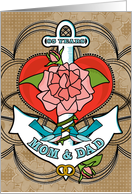 85 Years Mom and Dad Anniversary with Anchor Bluebirds Rose and Heart card