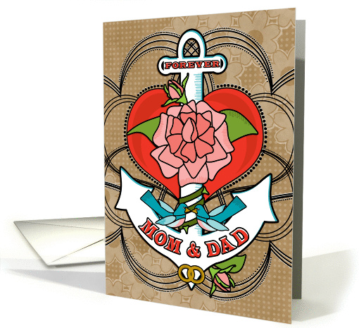 Mom and Dad Anniversary with Anchor Bluebirds Rose and Heart card