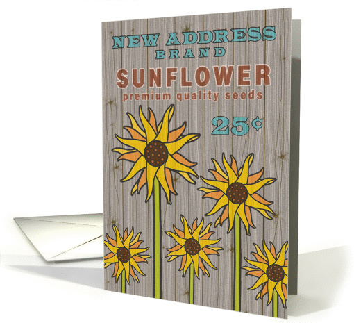 Sunflower Moving Announcement We've Moved Rustic Barn Wood Look card