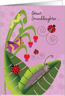 Great Granddaughter at Camp Cute Beetle Ladybugs Butterfly Inchworm card