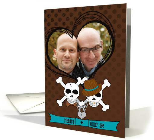 Gay Men Wedding Announcement Photo Card Skull Crossbones... (1130636)