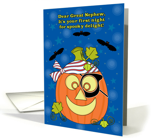 Great Nephew Baby's First Halloween Pumpkin Pirate and Bats card