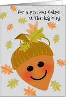 Godson First Thanksgiving Cute Acorn and Falling Oak Leaves card