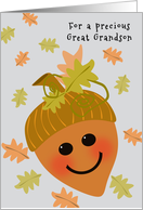 Great Grandson First Thanksgiving Cute Acorn and Falling Oak Leaves card