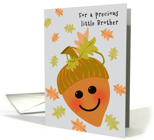 Brother First Thanksgiving Cute Acorn and Falling Oak Leaves card