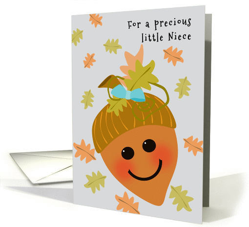 Niece First Thanksgiving Cute Acorn Falling Oak Leaves card (1156116)