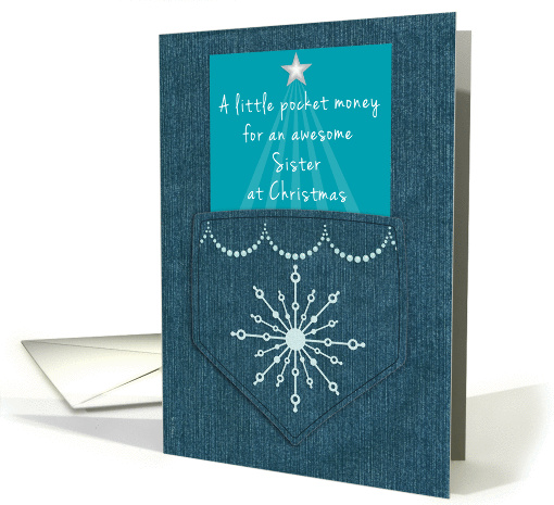 Sister Christmas Money Enclosed Denim Pocket Blue Jeans Look card