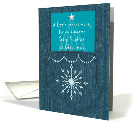 Stepdaughter Christmas Money Enclosed Denim Blue Jeans Look card