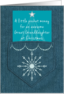 Great Granddaughter Christmas Money Enclosed Denim Blue Jeans Look card