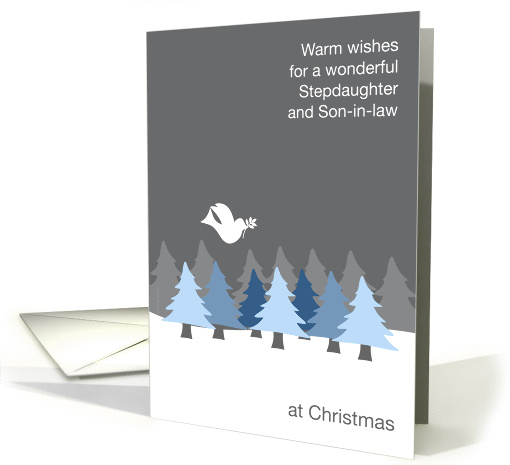 Stepdaughter and Son-in-law Christmas Peace Dove and Blue Trees card