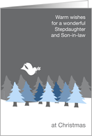 Stepdaughter and Son-in-law Christmas Peace Dove and Blue Trees card