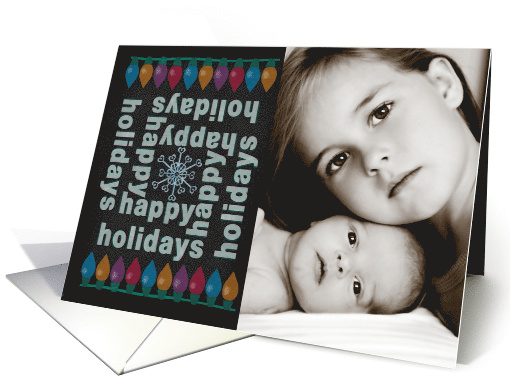 Christmas Happy Holidays Chalkboard Look Customizable Photo card