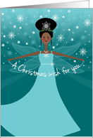 Cute African American Black Ethnic Christmas Wish Fairy Snowflakes card