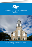 Church Anniversary Invitations Dove on Blue Customize Photo and Text card