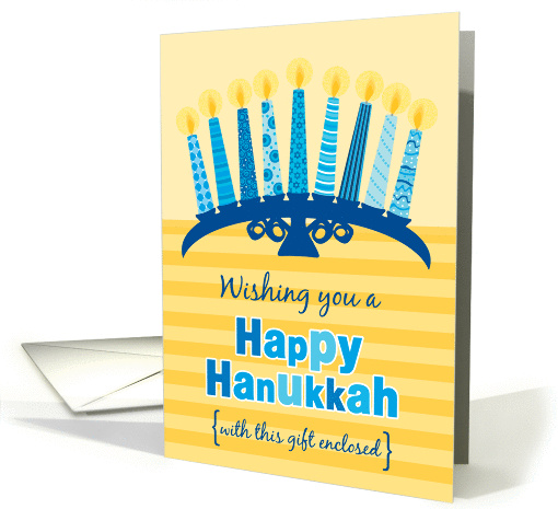 Hanukkah Money or Gift Enclosure Whimsical Menorah and Candles card