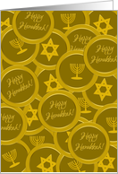 Hanukkah Money or Gift Enclosure Whimsical Gelt Pattern Gold Color card