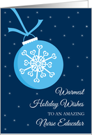 Christmas Nurse Educators Warm Holiday Wishes Blue Snowflake Ornament card