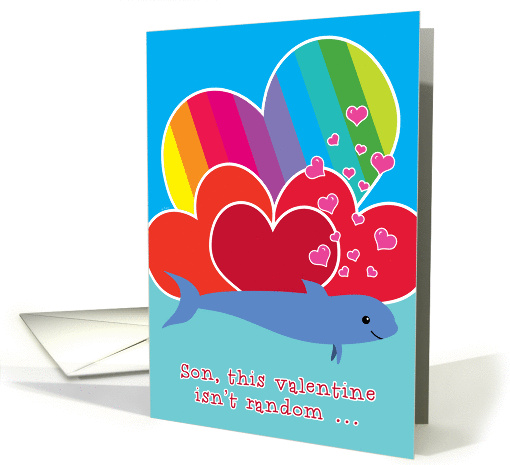 Son Valentine Funny Cute Porpoise Bad Pun Hearts Rainbow card