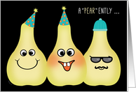 Happy Birthday from Group Pears in Party Hats and One Hipster Funny card