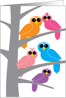 Happy Birthday from Group All of Us Fanciful Owls in a Tree card