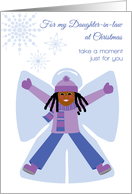 Daughter in Law Christmas African American Girl Snow Angel Snowflakes card