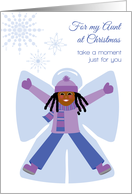 Aunt Christmas African American Girl Snow Angel Snowflakes card