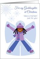 Goddaughter Christmas African American Girl Snow Angel Snowflakes card