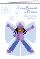 Godmother Christmas African American Girl Snow Angel Snowflakes card